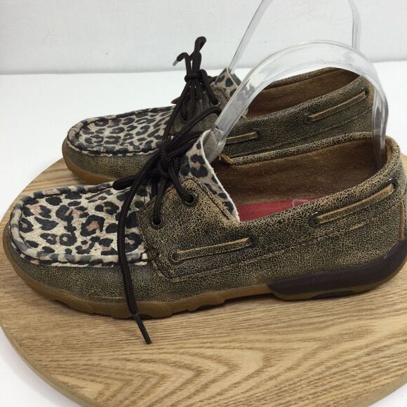 Twisted X Womens Leather Leopard Western Driving Moccasins Shoes Brown Size 7.5M - Picture 5 of 11